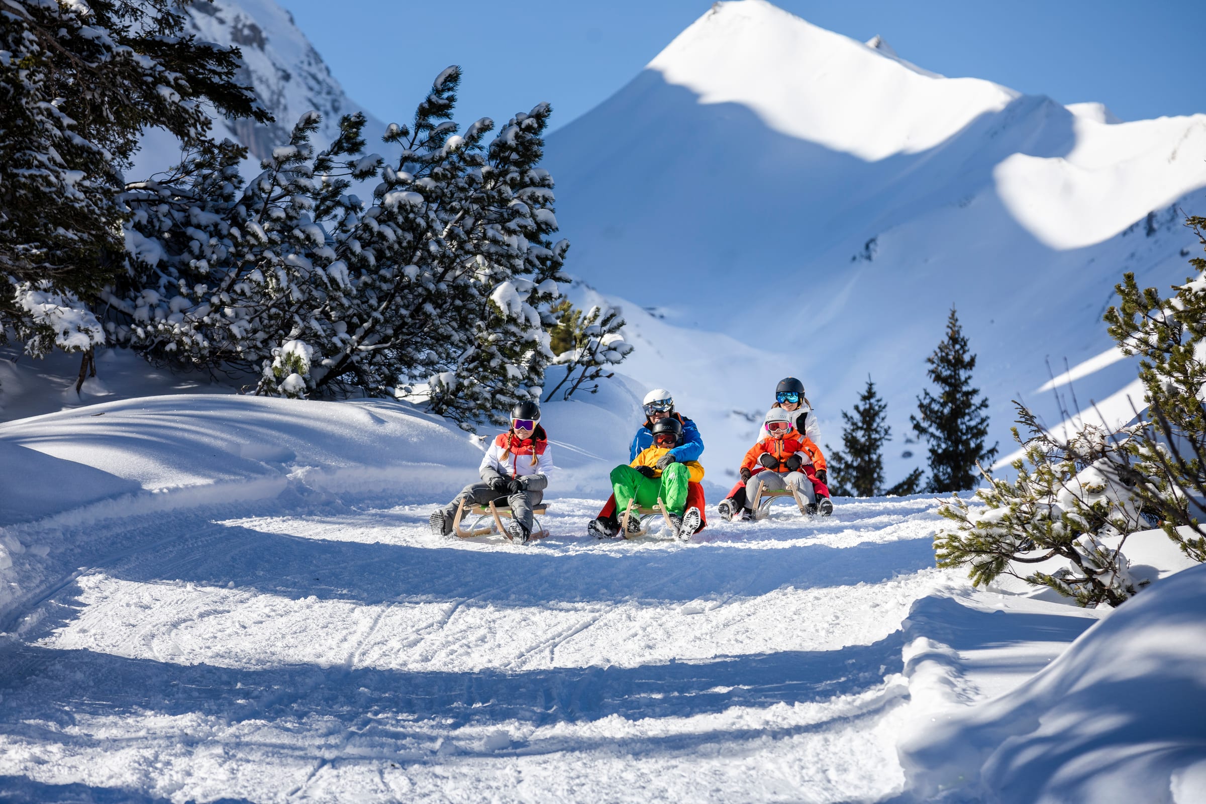 Rodeln im Gauertal bei Tschagguns im Montafon