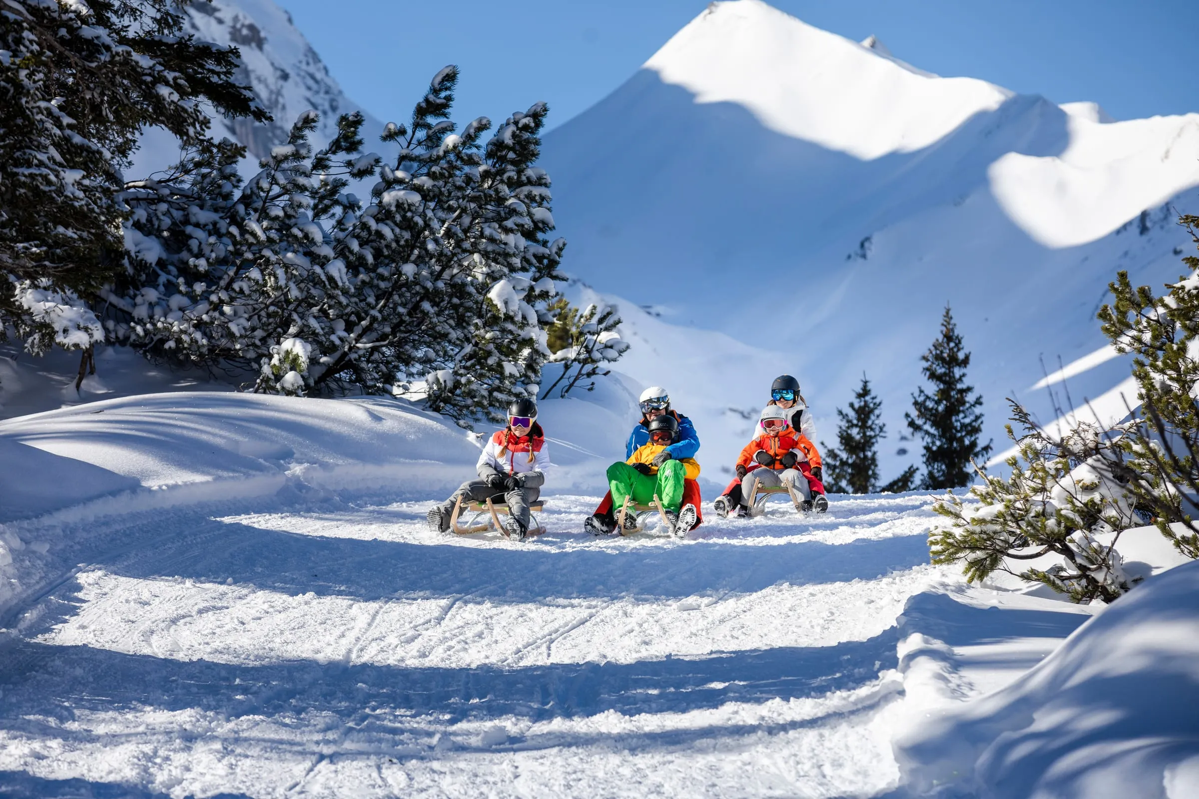 Rodeln im Gauertal bei Tschagguns im Montafon